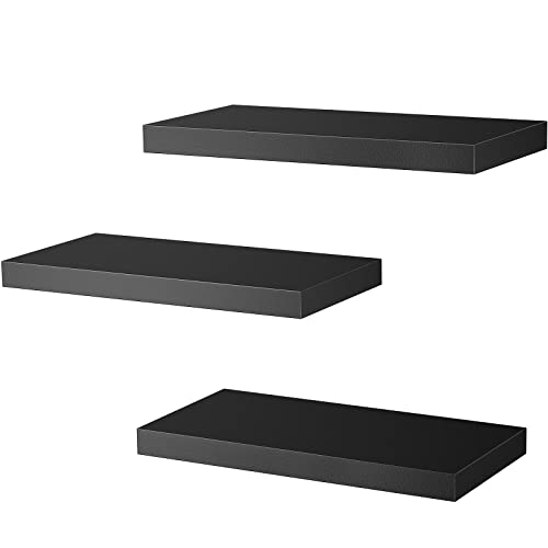 Amada Homefurnishing Floating Shelves, Invisible Wall Mounted 3 Sets, Modern Faux Wood White Wall Shelves With Matte Finish, Perfect For Bedroom, Bathroom, Living Room And Kitchen Storage #TOP20