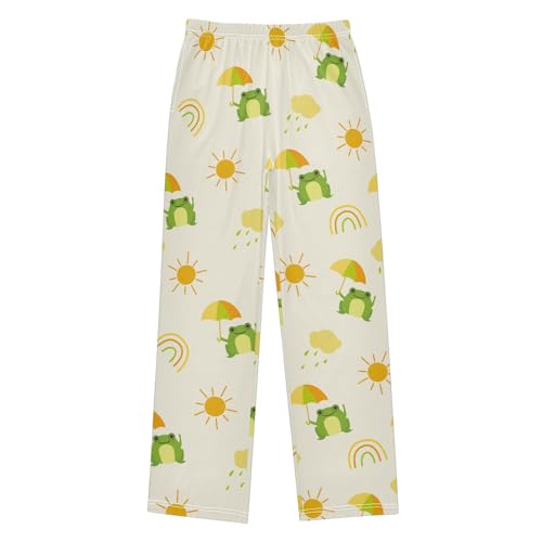 Boys' Pants Rainbow Green Frog and Sun Long Bottoms Jogger Pants Elastic Waist Trousers with Pockets S-XL