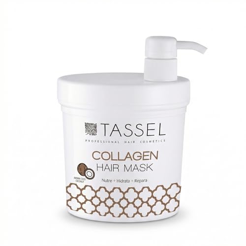 Tassel Mascarilla Capilar de Colágeno 1L, Tratamiento Nutritivo y Reparador, Hidrata y Aporta Brillo, Cabello Suave y Sedoso (Mascarilla de Coco - 1 Litro, Coco)