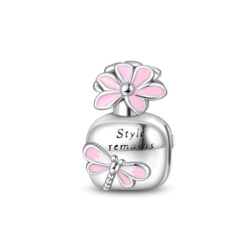 925 Sterling Silver Charm Perfume Bottle Flower Bead Charm For