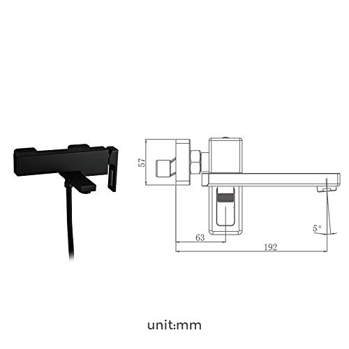 Robinet de baignoire et douche mural noir mitigeur - 6