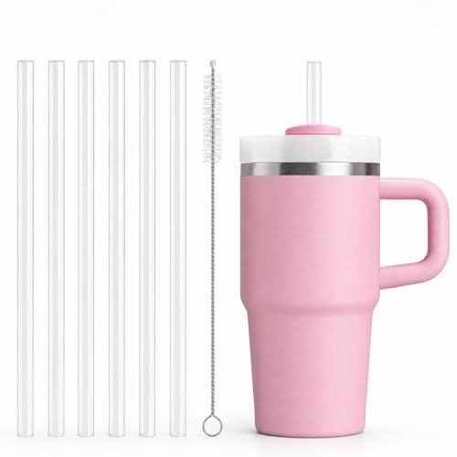Image of Replacement Straws Compatible with 20 oz Stanley Quencher Tumbler, 8.5 Inch Reusable Straws, Drinking Cup Accessories, Clear-6 Pack
