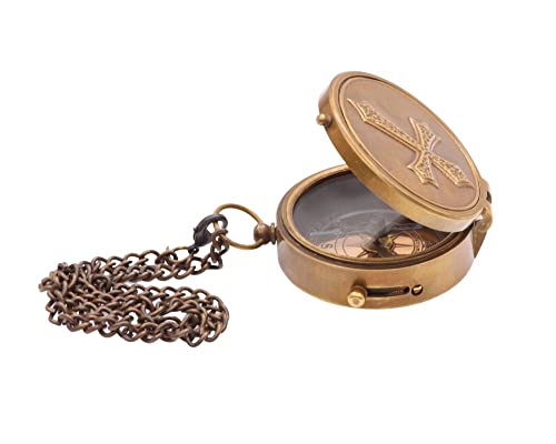 Brújula de bolsillo personalizada de latón con caja de madera miniatura 4