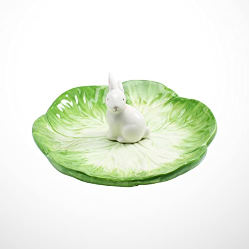 Housoutil Cabbage For Shaped Easter Porcelain Multipurpose Dessert Snack Mixing Design Snacks Tray Serving Bowl Party Display Chinese Salad Kids Green Dinner Plate Seasoning Round Fruit #TOP5