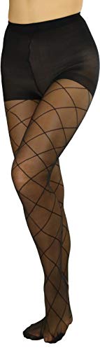 Image of ToBeInStyle Women's Argyle Checkered Diamond Rhombus Net Opaque Sheer Tights Pantyhose