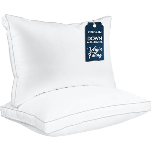 Utopia Bedding Bed Pillows for Sleeping Standard Size (White), Set of 2, Cooling Hotel Quality, Gusseted Pillow for Back, Stomach or Side Sleepers