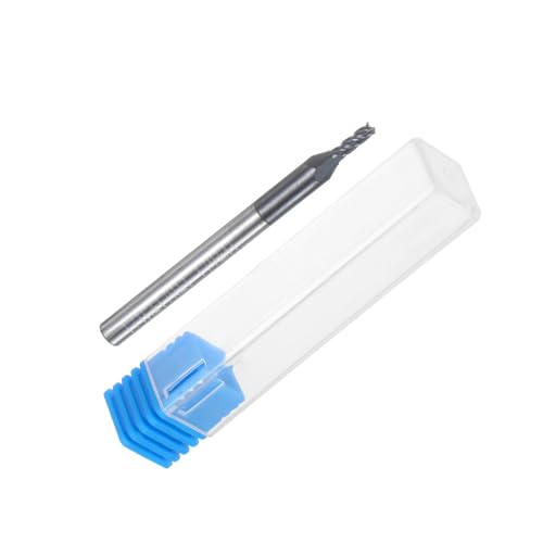 Image of uxcell Carbide Square End Mill, 1 /16 inch Diameter TiAlN Coated 4 Flutes Milling Bit Cutter, for Hardened Steel Stainless Steel Alloy Metal, 1 /8 inch Shank 3 /16 inch Cut Length 1-1 /2 inch Long HRC55