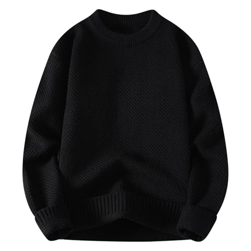 NATHGAM Men's Knitted Pullover Sweater Long Sleeve Casual Chunky Jumper Crewneck Fall Winter Fashion Loose Bottoming Sweater