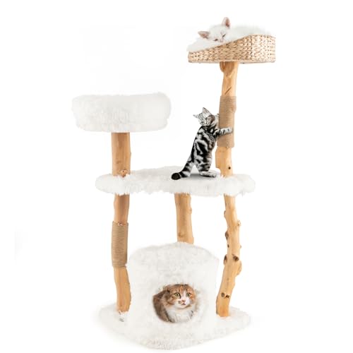 Árbol para gatos interior 49 pulgadas madera sólida miniatura 1