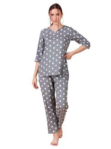 Image of Ichaa Women's Rayon Night Suit Printed Top & Bottom Set