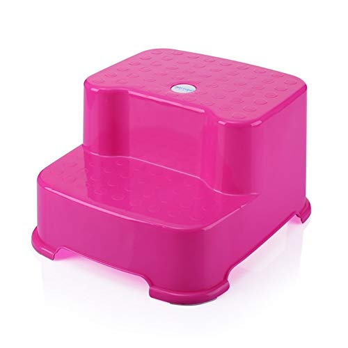FZZ-Tabouret Echelle Marchepieds escamotables Repose-Pieds for Enfant en Plastique Escabeau De Salle De Bains Mini-Banc Antidérapant Escabeau Portable (Color : Pink) Cover