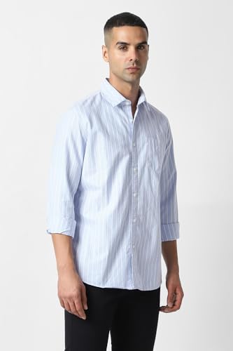 Image of Van Heusen Men Cotton Modern Fit Casual Oxford Stripes Shirts| Effortless Ironing | Superior Fit