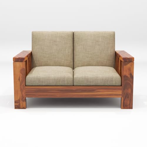 Image of Sheesham Wooden 5 Seater Sofa Set for Living Room | Solid Wood Sofa | Rosewood Sofa Set for Home & Office | Lounge (Honey, 5 Seater)