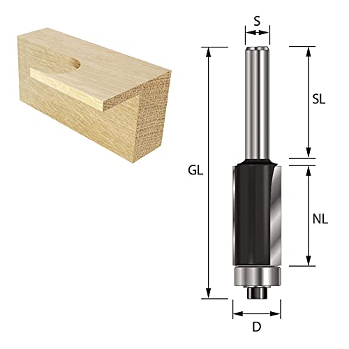 ENT 13610 Flush Trim Router bit Carbide, Shaft (S) 12 mm, Diameter (D) 10 mm, NL 38 mm, SL 40 mm, GL 93.1 mm, with Ball Bearing - Image 2