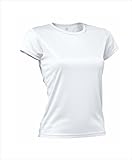 camisas de mujer 2018 verano 100% poliéster mesh Asioka 356/16 Camiseta Técnica de Manga Corta, Mujer, Blanco, S