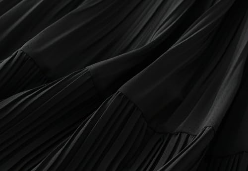 Womens Pleated A-Line Skirt Elastic High Waist Midi Long Skirts Flowy Casual Chiffon Skirt for Wedding Party Club4