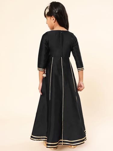 Image of A.T.U.N. (ALL THINGS UBER NICE) Girls Woven Design Gota Jacket Maxi Anarkali Gown