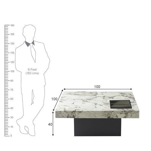 Image of The Attic Imperial Marble Artisan Coffee Table with Built-in Display Tray - Luxury Modern Living Room Centerpiece