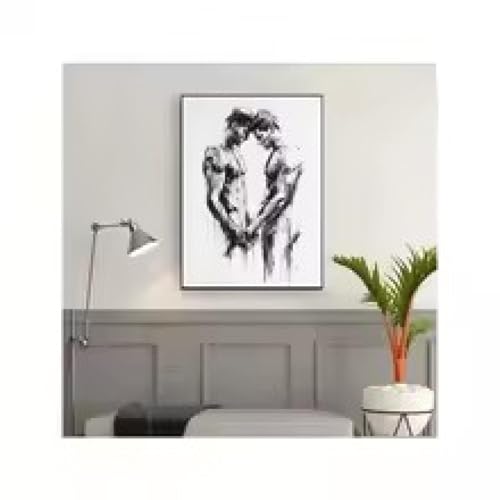 Art mural abstrait couple pour sublimer un mur de chambre vide - 2