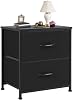 Mesita de noche DUMOS cómoda pequeña para dormitorio con 2 cajones, mesa de noche | Mueble de almacenamiento de tela para noche, mesa lateral de 20 pulgadas de alto para clóset, dormitorio, negro clásico 2
