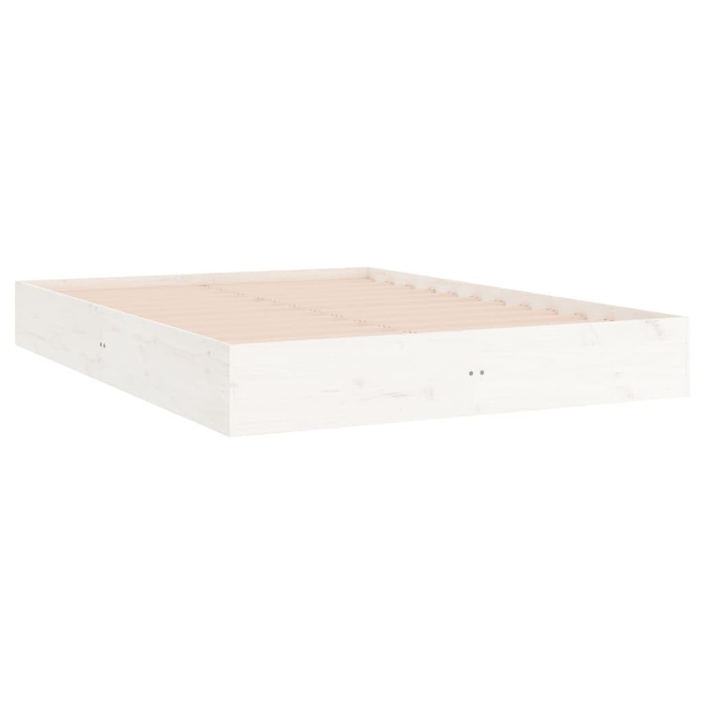 Estructura de Cama de Madera Maciza en Blanco para colchón de 200x200 cm con Soporte Robusto y diseño Estable Ideal para dormitorios Juveniles y Adultos