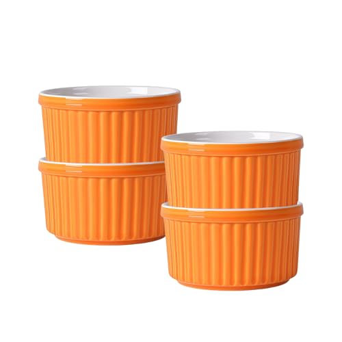 Ramekins - Ramekins - Ramequines para horno de 6 onzas, cuencos de ramekin, platos de soufflé de crema brulee (naranja, juego de 4)