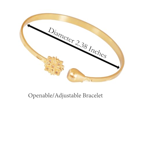 Image of Touchstone Indian Bollywood Handcrafted Engraved Etched Floral Round Rhinestones Cubic Zirconia CZ Designer Jewelry Openable Elegant Gold Plated Bracelets Combos for Women