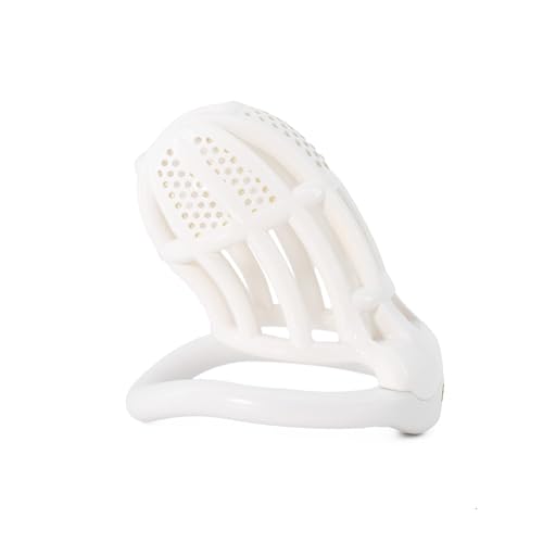 LuoyoupinSM用 ハニカムメッシュ 貞操具, 男性用, 内蔵暗錠付き, 下腹部拘束タイプ, 第2世代モデル, ブラック/ピンク/ホワイト (白い, L)