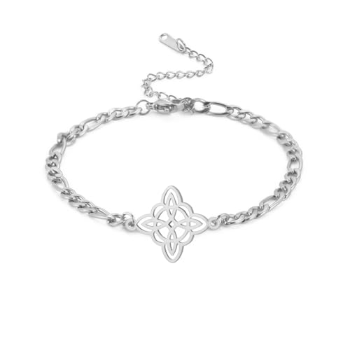 Amaxer Witch Knot Bracelet Witchcraft Amulet Pendant Charm Bracelet for Unisex Adjustable Ropechain Stainless Steel Linkchain