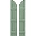 Ekena Millwork ARW401BQ311X66TGH Americraft Three 3 Exterior Real Wood Joined Board-n-Batten Shutters w/Arch Top (Per Pair), 10 1/2"W x 66"H, Track Green