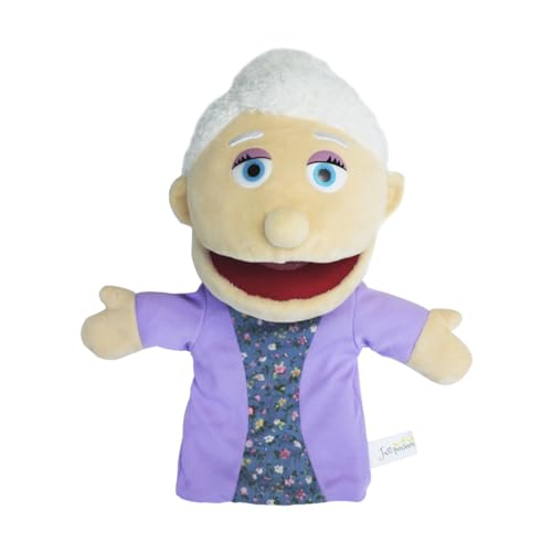 ハンドパペット 指人形 おばあさん おじいさん 手 パペット 30cm 家族 メンバー フィギュア パペット 口が動く 腹話術 手踊り 人形劇 小道具 ぬいぐるみ 手 パペット ごっこ 遊び おもちゃ お話 おもちゃ 女の子用 男の子用 (おばあちゃん)