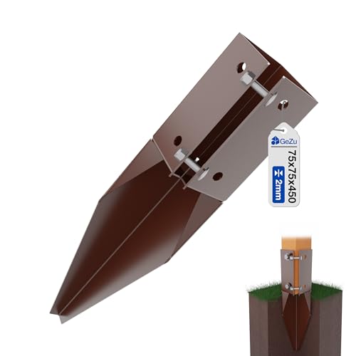 GeZu Impex Swift Clamp Repair Spur 75 x 75 mm Powder Coated Fence Post Repair Spur Post Support Drive in Metal Repair Spike