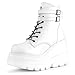 HONGDAO Women's Fashion Chunky Heel Ankle Booties Platform Lace up Combat Boots Motorcycle Boots Military Combat Boots White