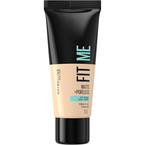 Maybelline New York - Fond de Teint Fluide Fit Me! Matte & Poreless - Peaux normales à grasses - Teinte : 110 Porcelaine - 30 ml