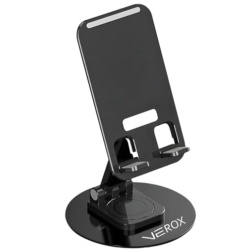 VEROX Foldable Multifunctional Rotatable Mobile Stand and Tablet Stand with 360° Rotating Metal Base Phone Stand, Mobile Holder for Smartphones, ipad, Tablets, Kindle- Black (B0CNN92YX8) Amazon Price History, Amazon Price Tracker