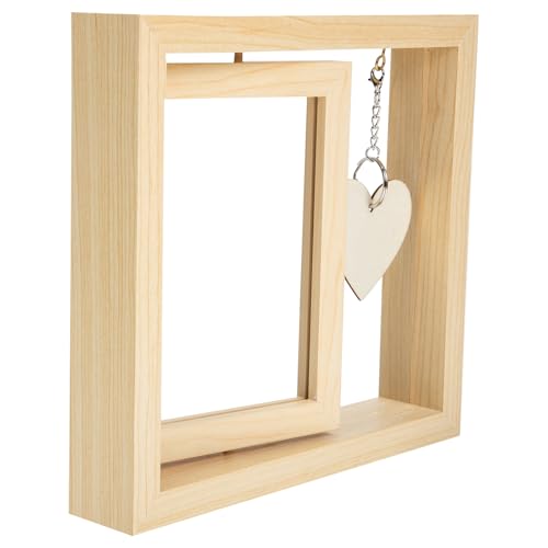 SHINEOFI Marco de Fotos Giratorio de Madera Original 6 Pulgadas 21.3x20 Cm Doble Cara para Escritorio, Marco Rústico Flotante Adecuado Obsequio Abuelo y Decoración Hogar Oficina