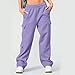 Women Wide Leg Baggy Track Pant with Pockets Loose Fit Drawstring High Waist Pants Casual Lounge Work Trousers Light Purple