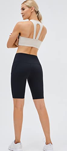 Image of Oalka Women's Racerback Sports Fitness Support Workout Running Bras Open Back Khaki Sand M