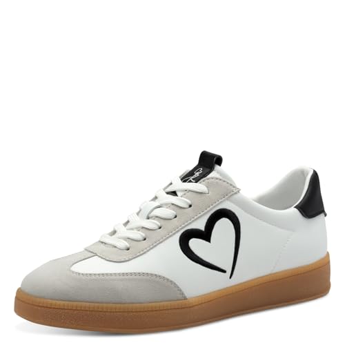 MARCO TOZZI by Guido Maria Kretschmer Damen Sneaker flach mit Schnürsenkeln Freizeit, Weiß (White/Black), 38 EU