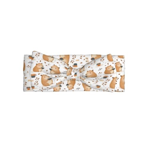 Cute Guinea Pig Tea Print Baby Girl Bows Headbands Baby Girls Newborn Headbands Infant Toddlers 0-6 Months