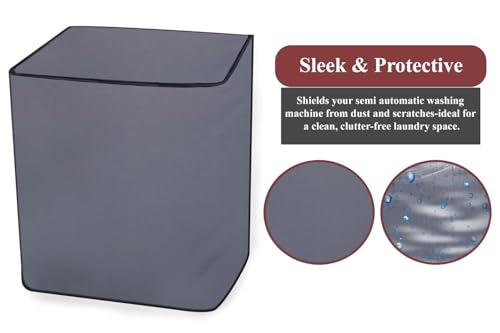 Image of The Furnishing Tree Polyester Waterproof Semi Automatic Washing Machine Cover Compatible for LG 9 Kg, 9.5 Kg & 10 Kg, DxWxH In Cms: ( 53.3x89x99 ), Grey