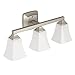 Moen YB5163BN Voss 3-Light Dual-Mount Bath Bathroom Vanity Fixture with Frosted Glass, Brushed Nickel