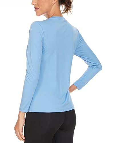 Boladeci Womens Hiking Shirts Long Sleeve Shirts V Neck Upf 50+ Sun Protection Uv Spf Quick Dry Fishing Swim Rash Guard Tops Shirts L Light Grey #TOP2