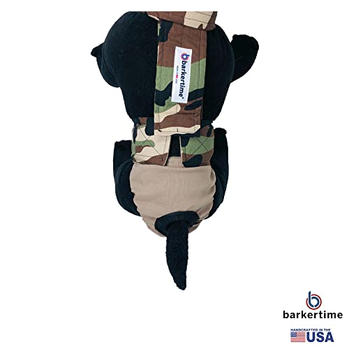 Barkertime Camo On Brown Escape-Proof Waterproof Premium Dog Diaper Overall, S, With Tail Hole - Made In Usa #TOP4