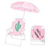 PLULON Kids Beach Chair with Umbrella Folding Lawn and Camping Chair with Summer Shade Children's Beach Chair for Beach Pool Travel Outdoor（for 1-5 Years Old）