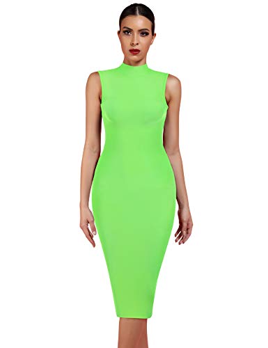 Robe de cocktail sans manches Maketina chic col haut rayé vert raffiné