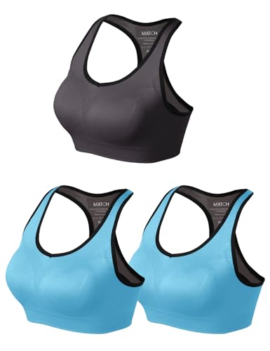 Image of Match Sports Bras for Women, Seamless Racerback Bra with Mid-Impact | Full Coverage Bras with Removable Pads, Soft & Breathable Fabric, Ideal for Yoga, Running, Workout, Pilates & Daily Wear