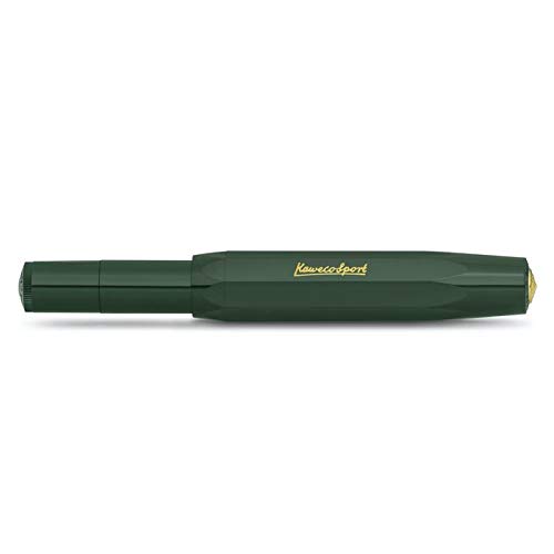 Kaweco Sport Classic Green Füllfederhalter – Feine Feder (F), Mit Goldfarbenem Clip, 13 Cm