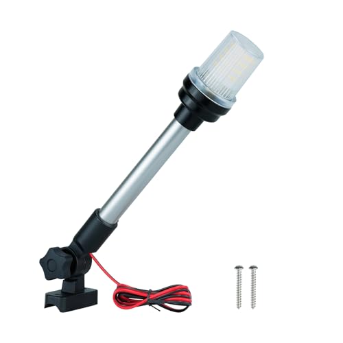PSDRIQQ Boat Stern Light Marine Anchor Light, DC12-24V 12 Inch Fold Down LED Navigation Lamp Waterproof for Pontoon and Fishing Boat