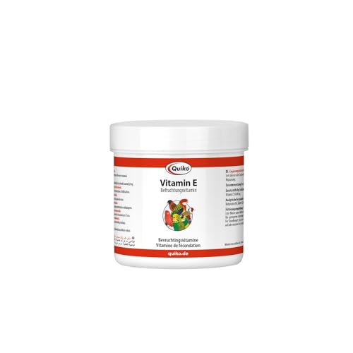 Quiko Vitamina E 140g - Vitamina Fertilizante para Aves de compañía, Palomas de Carreras y Pollos - Favorece la cría y promueve óptimo Resultados de cría